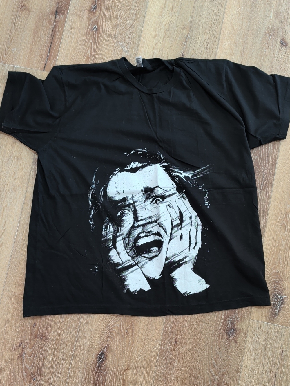 Retro Horror Scream Tee - Black, Size XXL